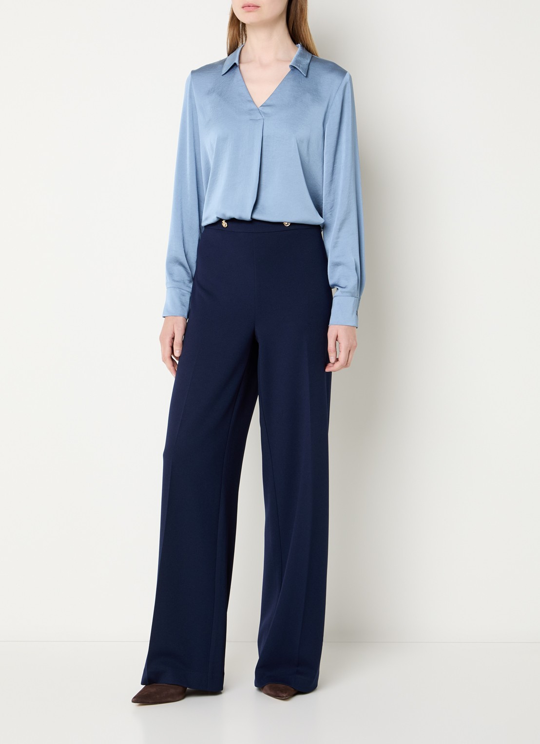 Joseph Ribkoff Blouse met kraag - voorkant 3 staalblauw