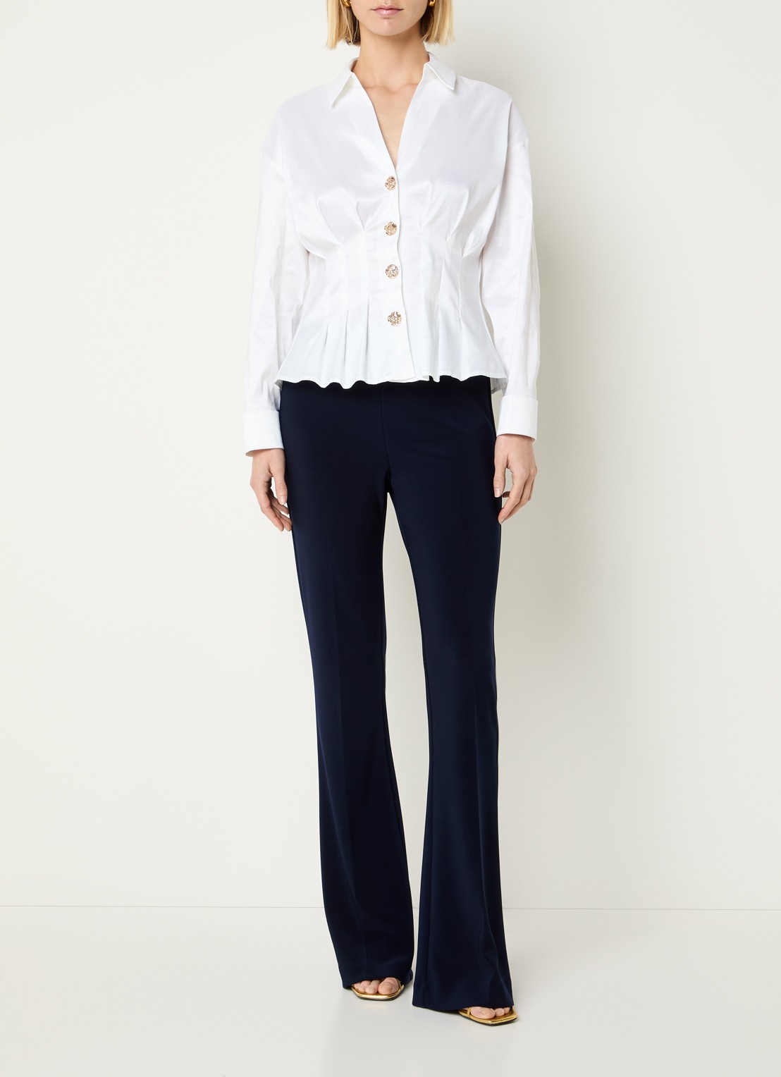 Joseph Ribkoff Blouse met plooidetail - voorkant 3 wit