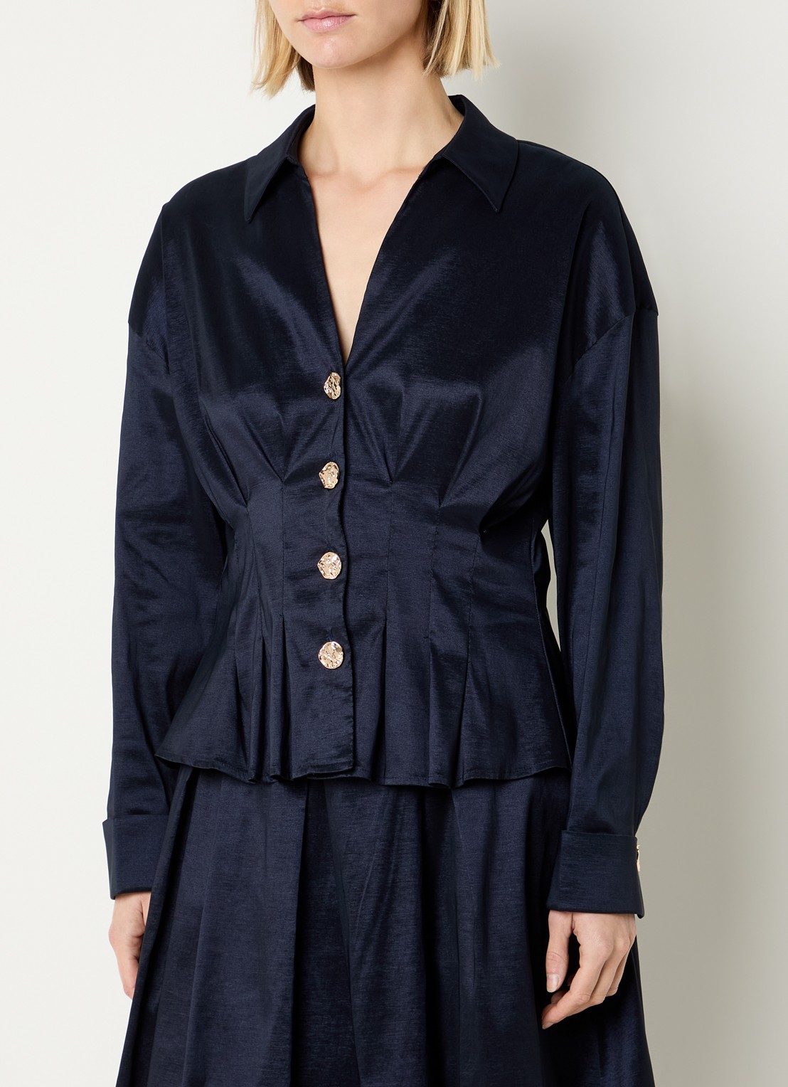 Joseph Ribkoff Blouse met plooidetail - detail 2 donkerblauw