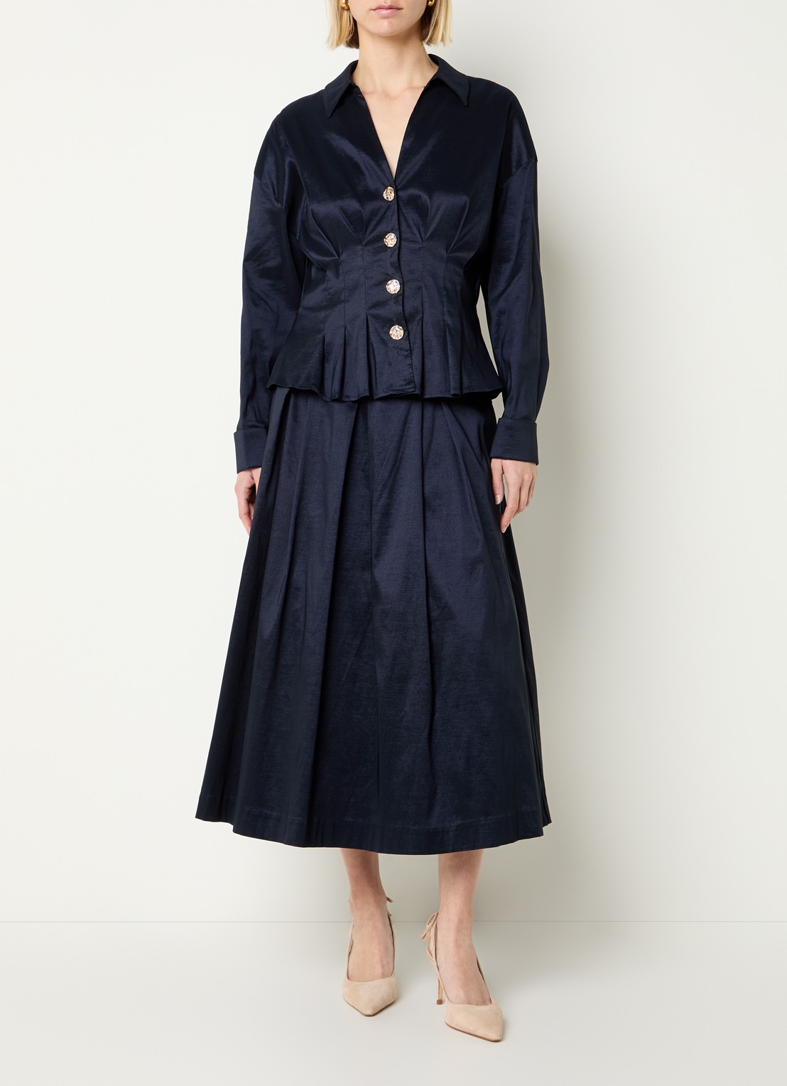 Joseph Ribkoff Blouse met plooidetail - voorkant 4 donkerblauw