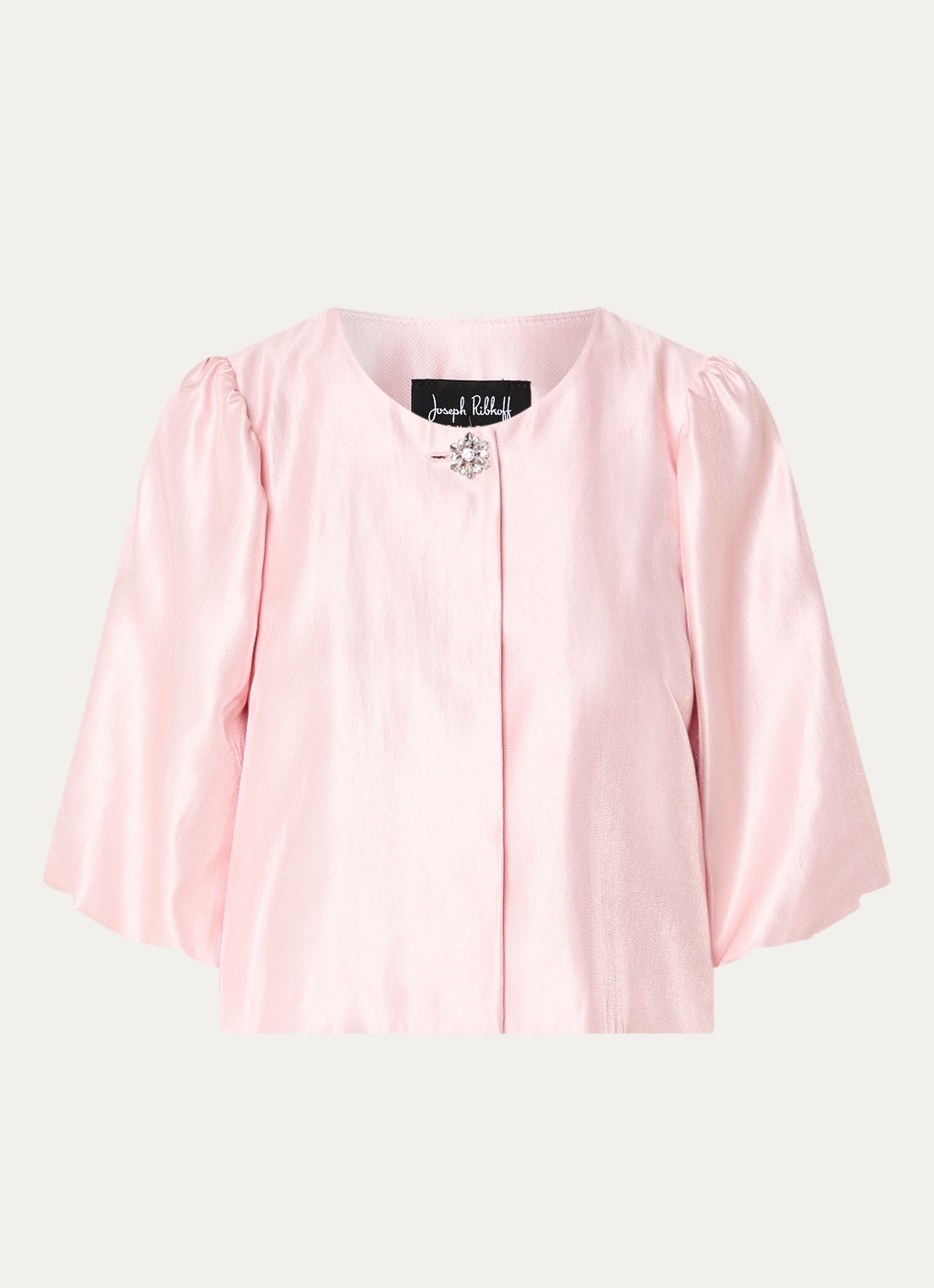 Joseph Ribkoff Blouse met pofmouw en strass - voorkant 3 lichtroze