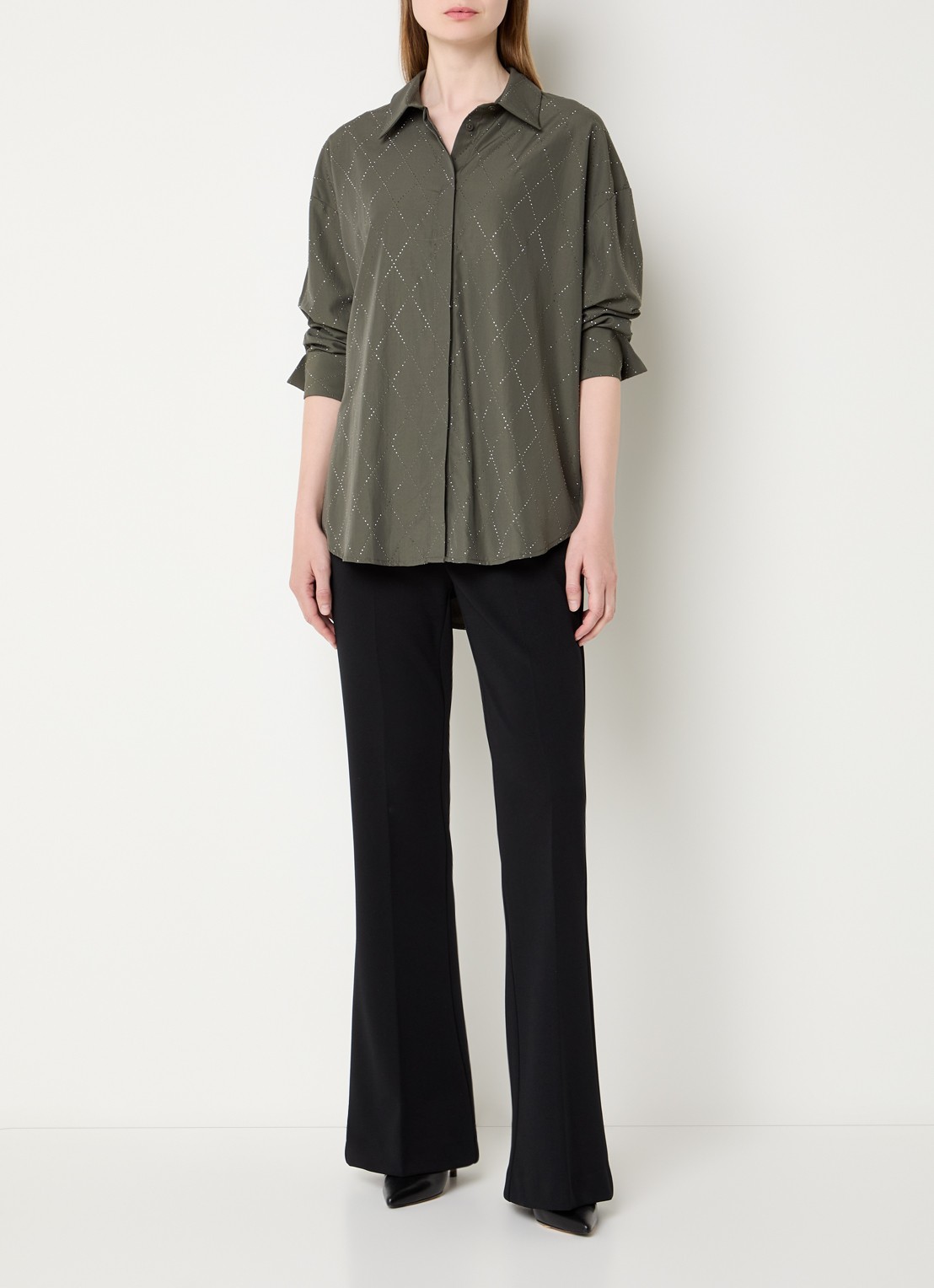 Joseph Ribkoff Blouse met strass - voorkant 4 bronsgroen