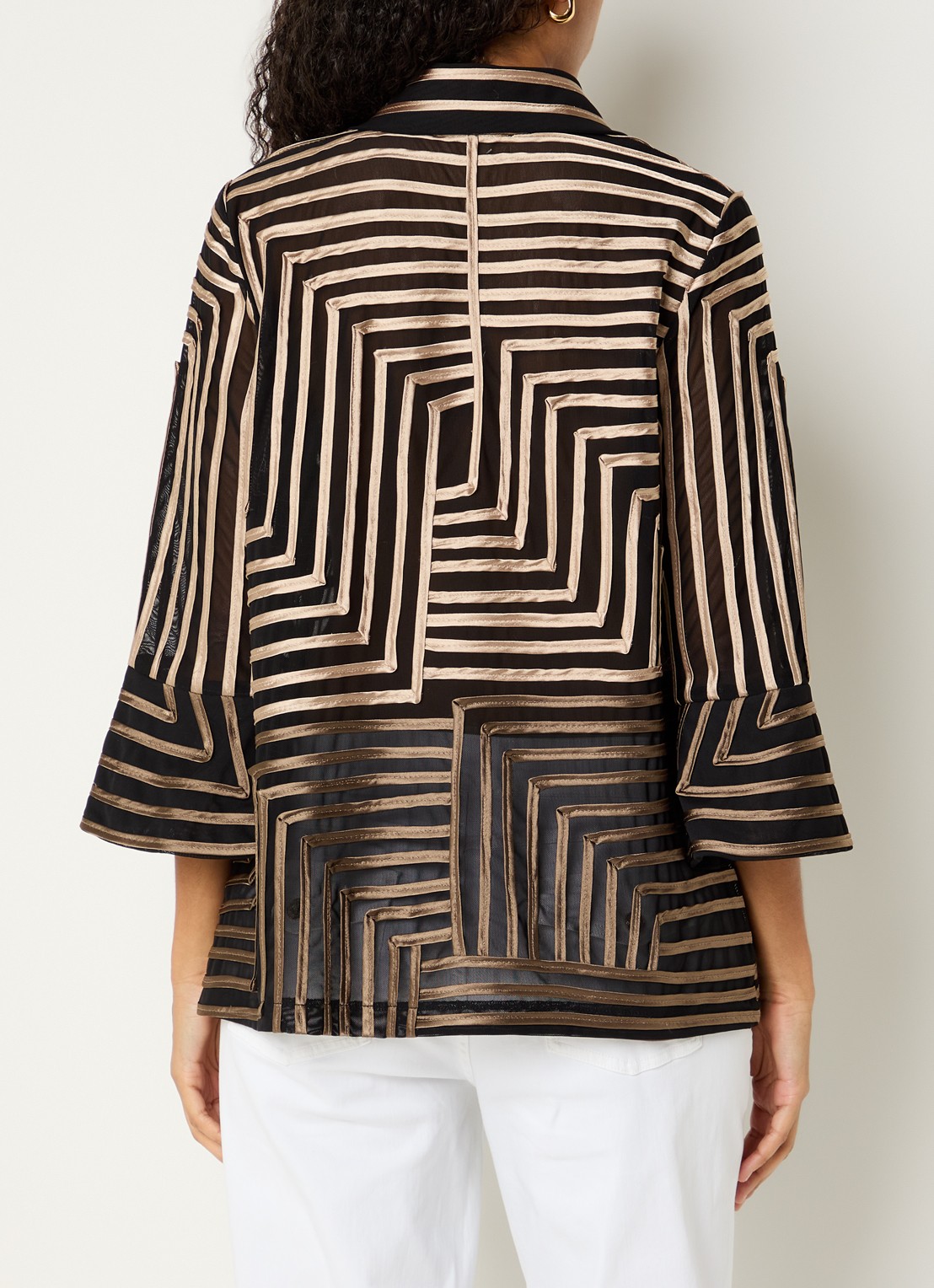 Joseph Ribkoff Blouse van mesh met streepprint - achterkant 3 zwart