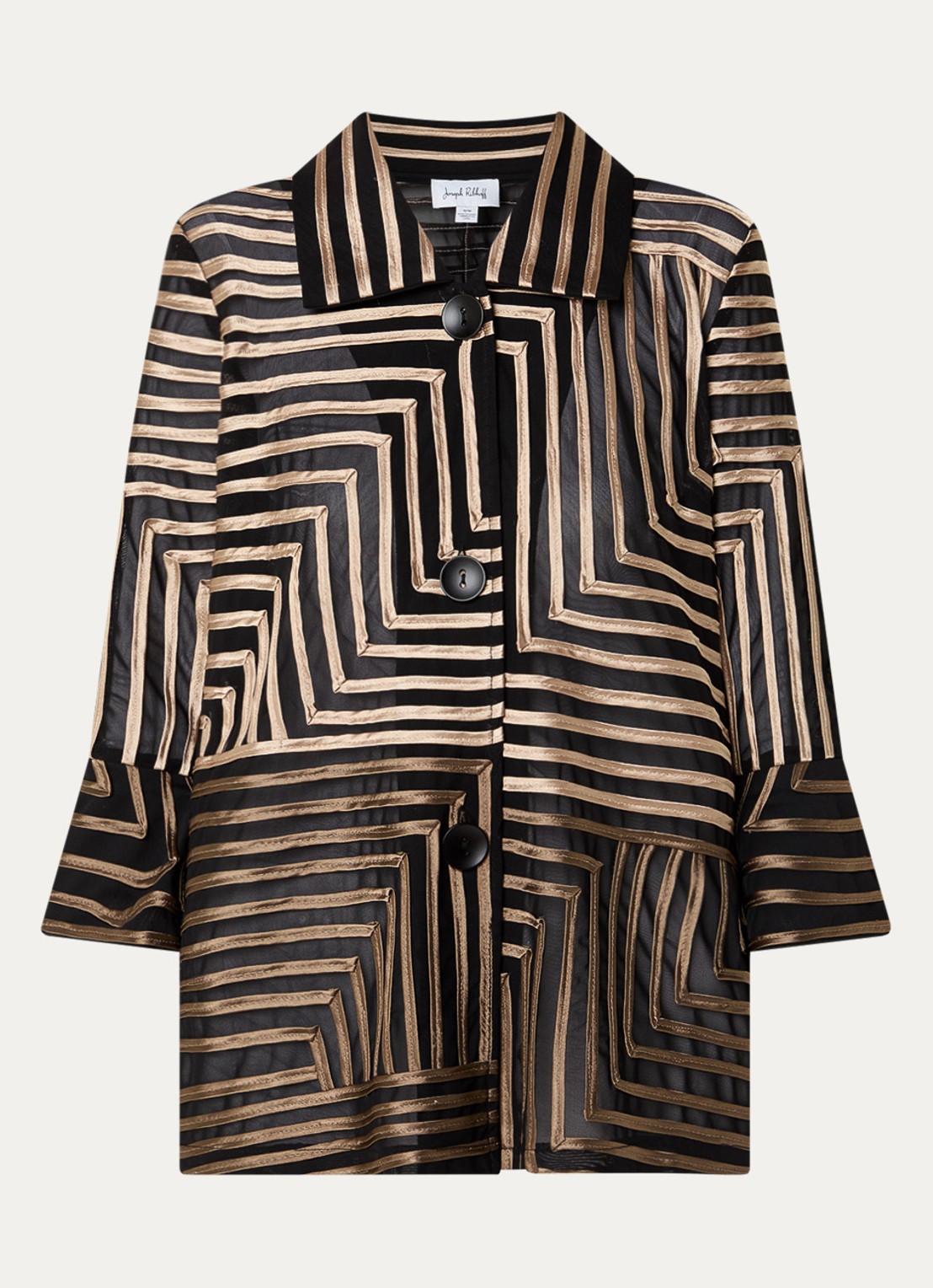 Joseph Ribkoff Blouse van mesh met streepprint - voorkant zwart