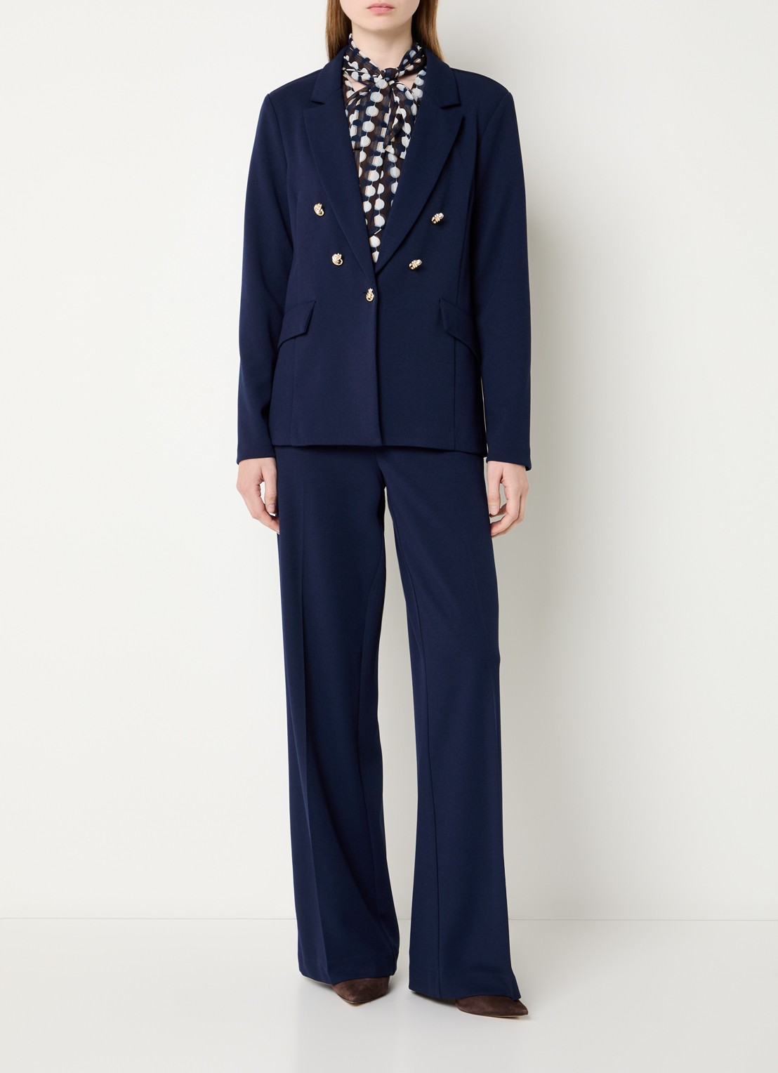 Joseph Ribkoff Double breasted blazer met sierknopen - voorkant 3 donkerblauw
