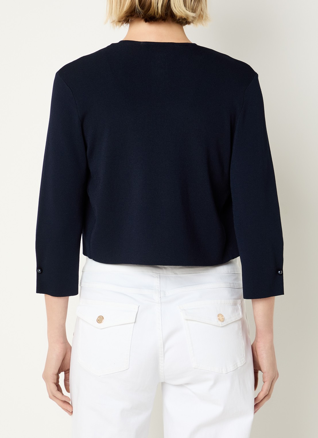 Joseph Ribkoff Fijngebreide bolero met stretch - achterkant 4 donkerblauw