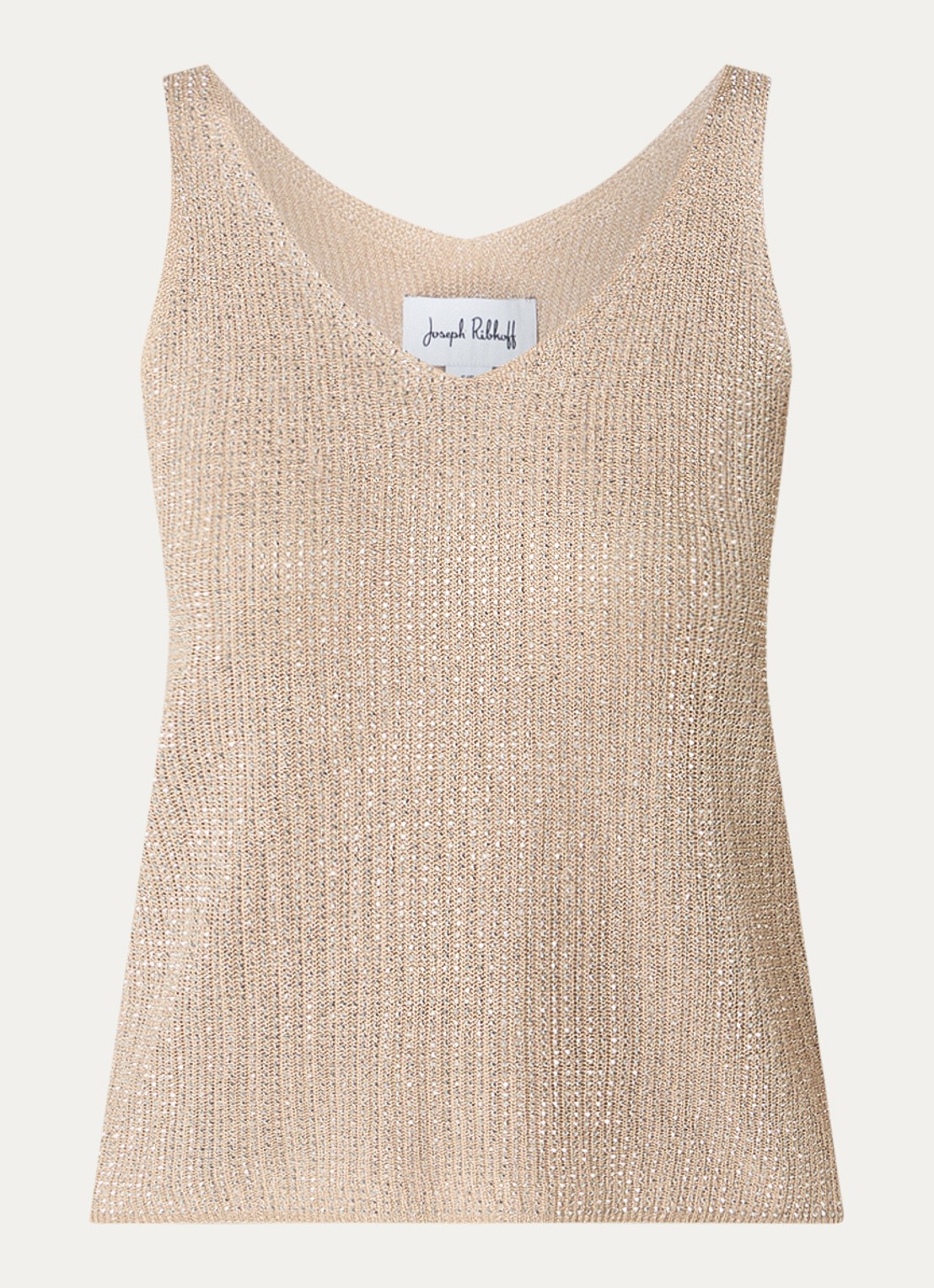 Joseph Ribkoff Grofgebreide tanktop met strass - voorkant 2 beige
