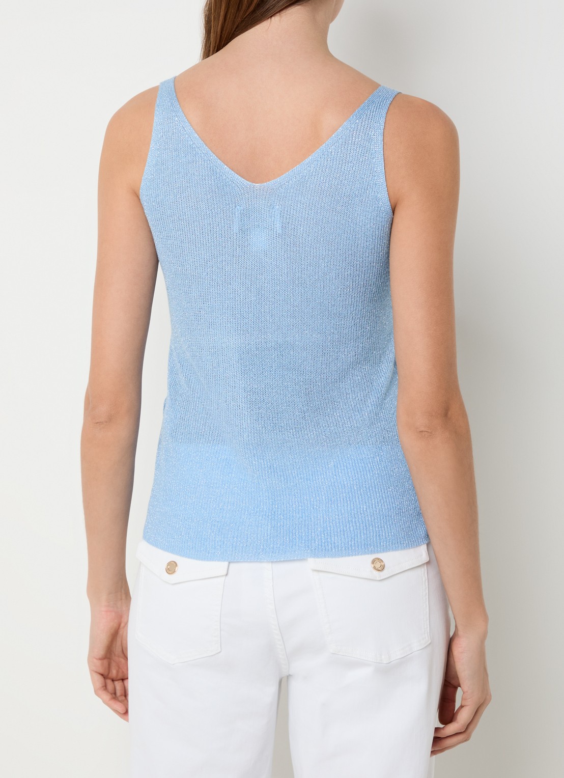Joseph Ribkoff Grofgebreide tanktop met strass - achterkant blauwgrijs