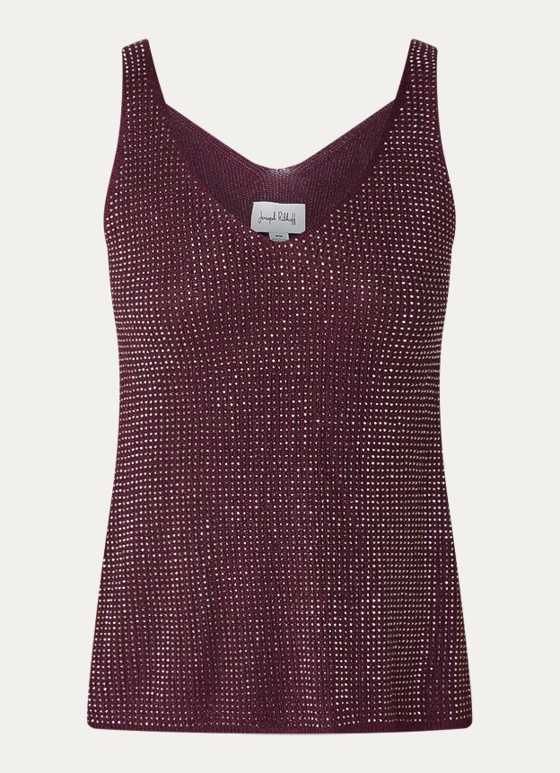 Joseph Ribkoff Grofgebreide tanktop met strass - voorkant 3 aubergine