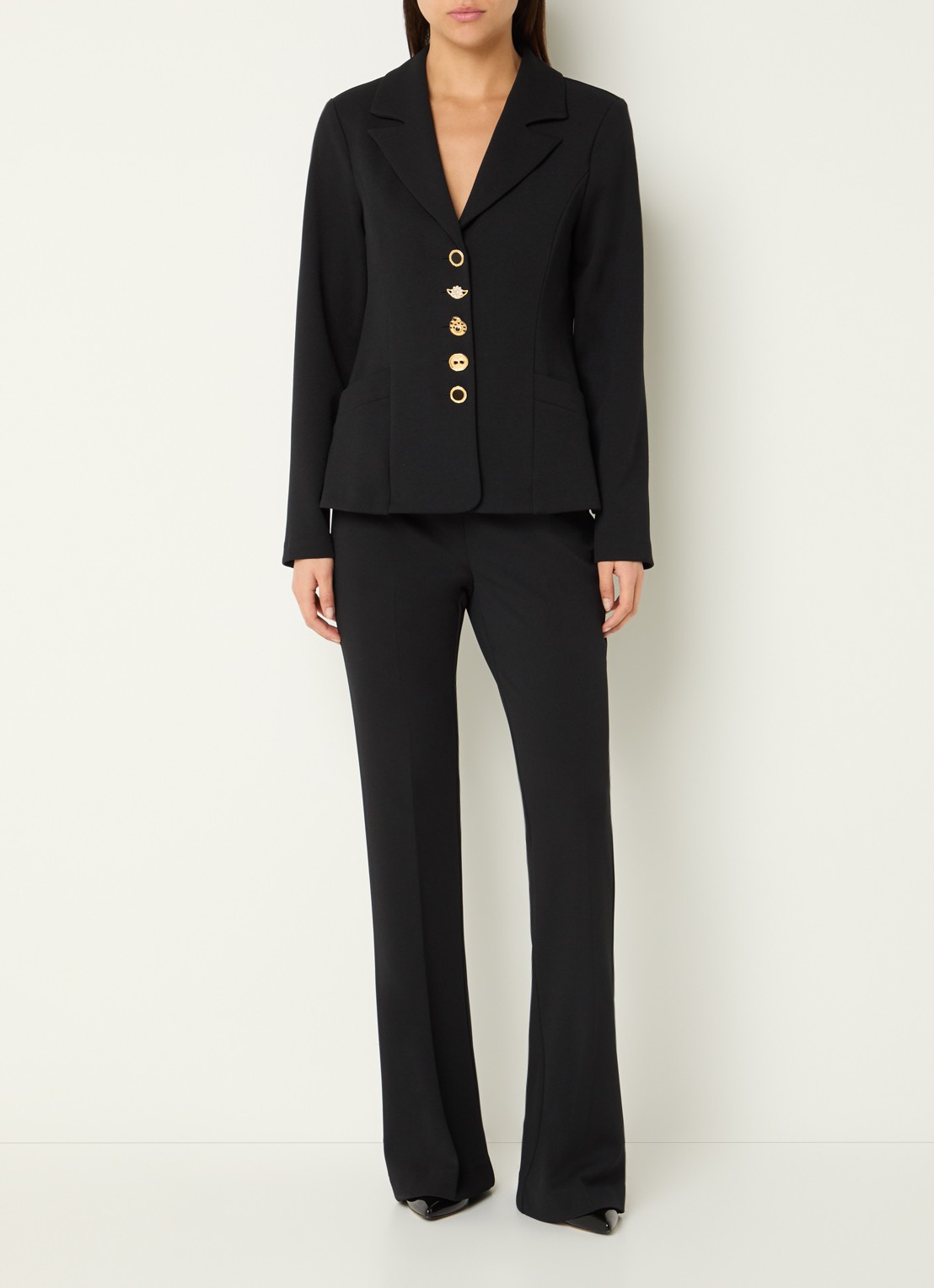 Joseph Ribkoff High waist flared fit broek met stretch - voorkant 3 zwart