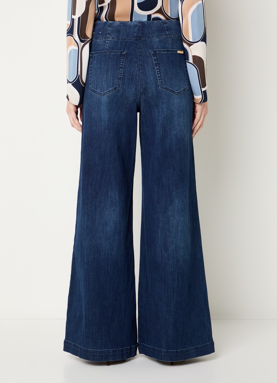 Joseph Ribkoff High waist flared fit jeans met donkere wassing - achterkant indigo