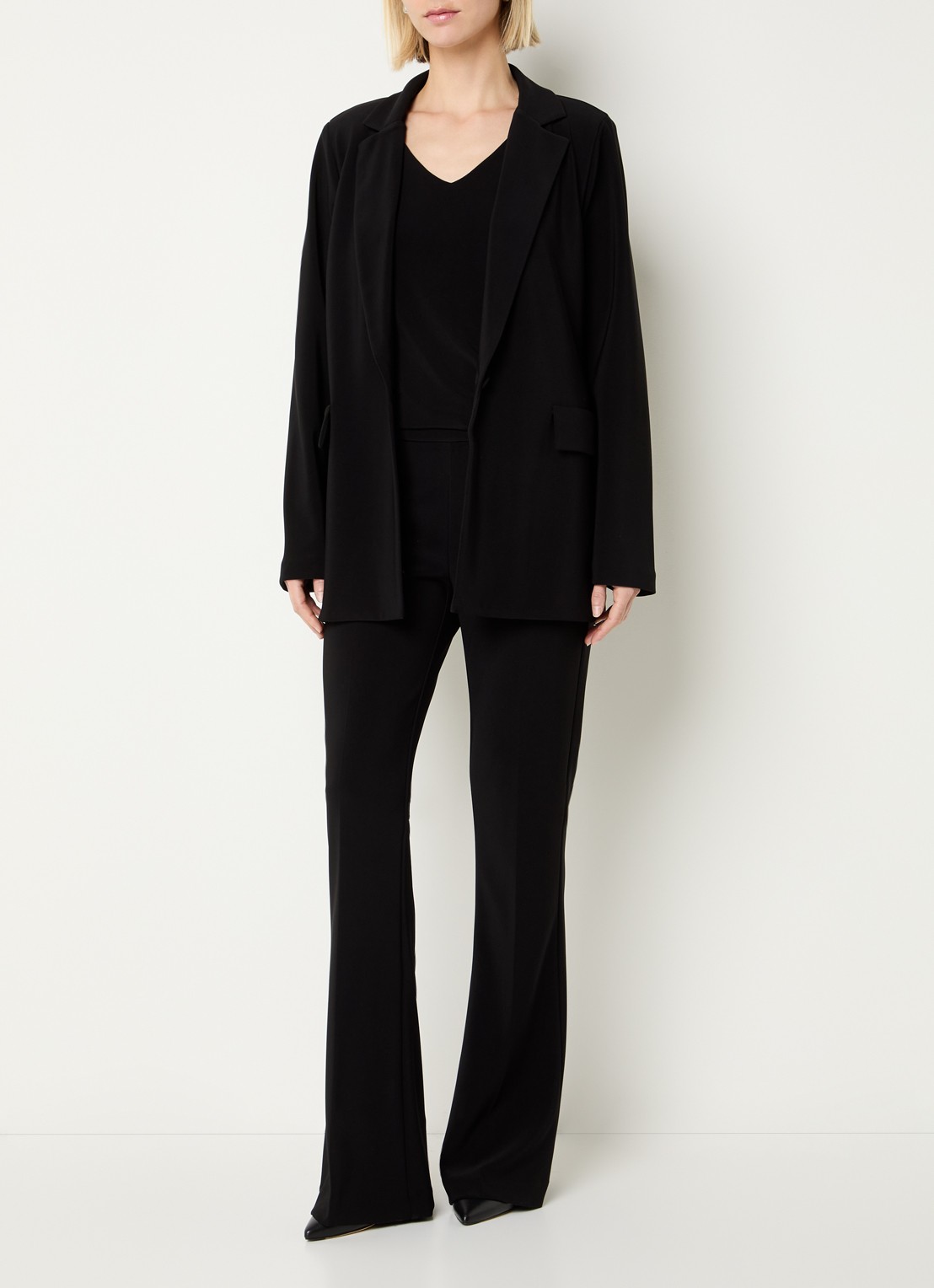 Joseph Ribkoff High waist flared fit pantalon met persplooi - voorkant 3 zwart