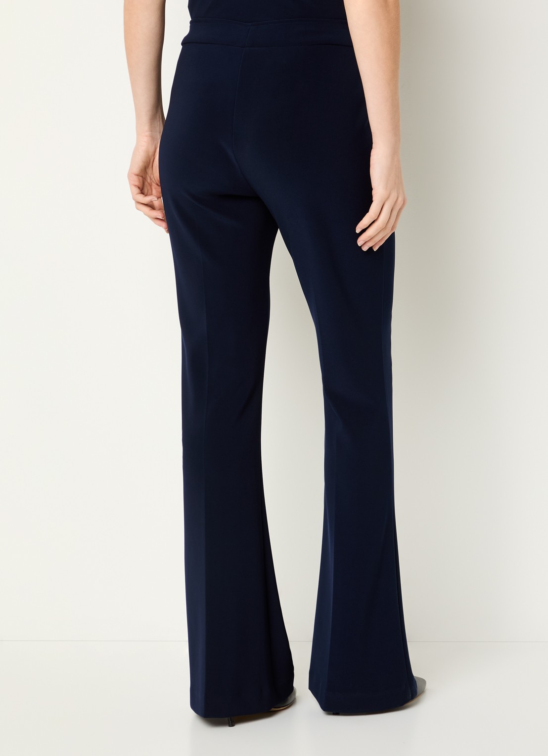 Joseph Ribkoff High waist flared fit pantalon met persplooi - achterkant 4 donkerblauw