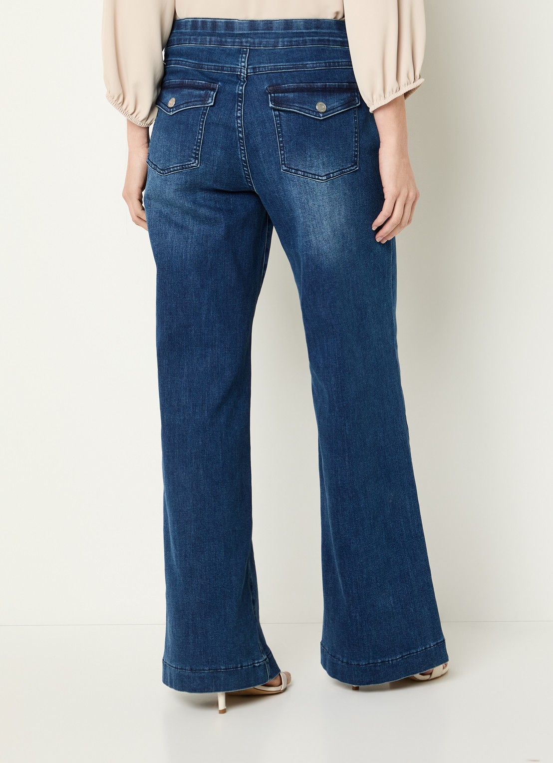 Joseph Ribkoff High waist flared jeans met donkere wassing - achterkant indigo
