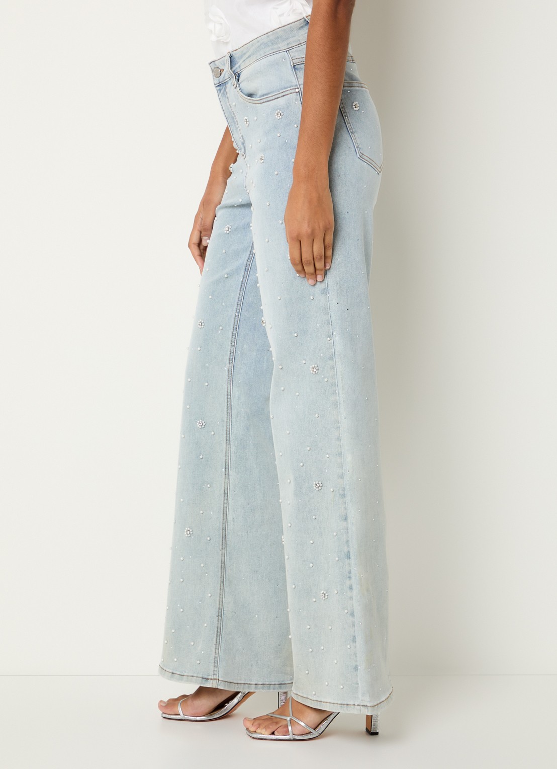 Joseph Ribkoff High waist flared jeans met gekleurde wassing en strass - detail 5 indigo
