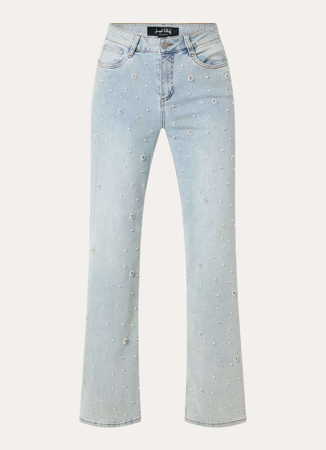 Joseph Ribkoff High waist flared jeans met gekleurde wassing en strass - voorkant 2 indigo