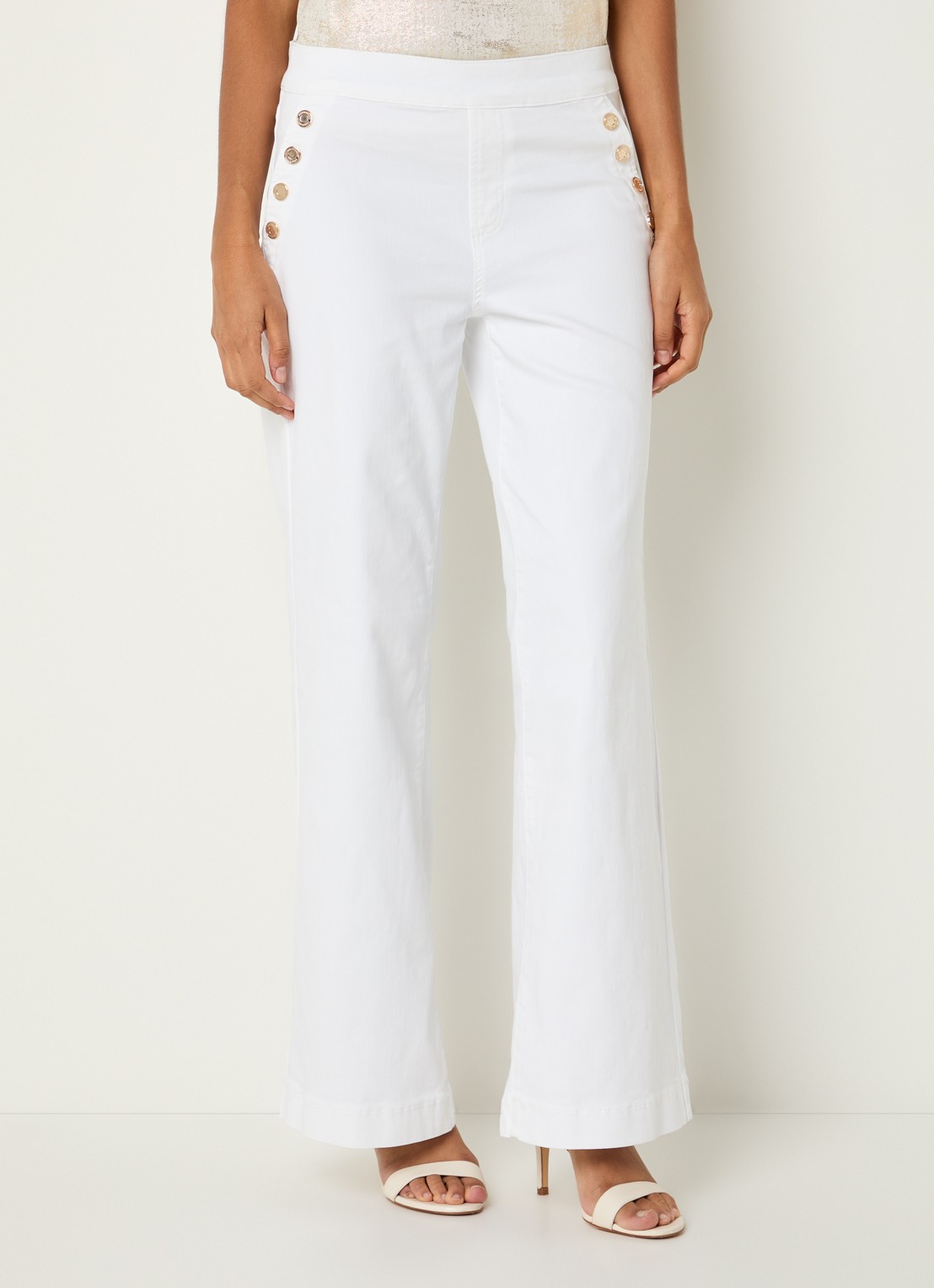 Joseph Ribkoff High waist flared jeans met gekleurde wassing - detail 4 wit