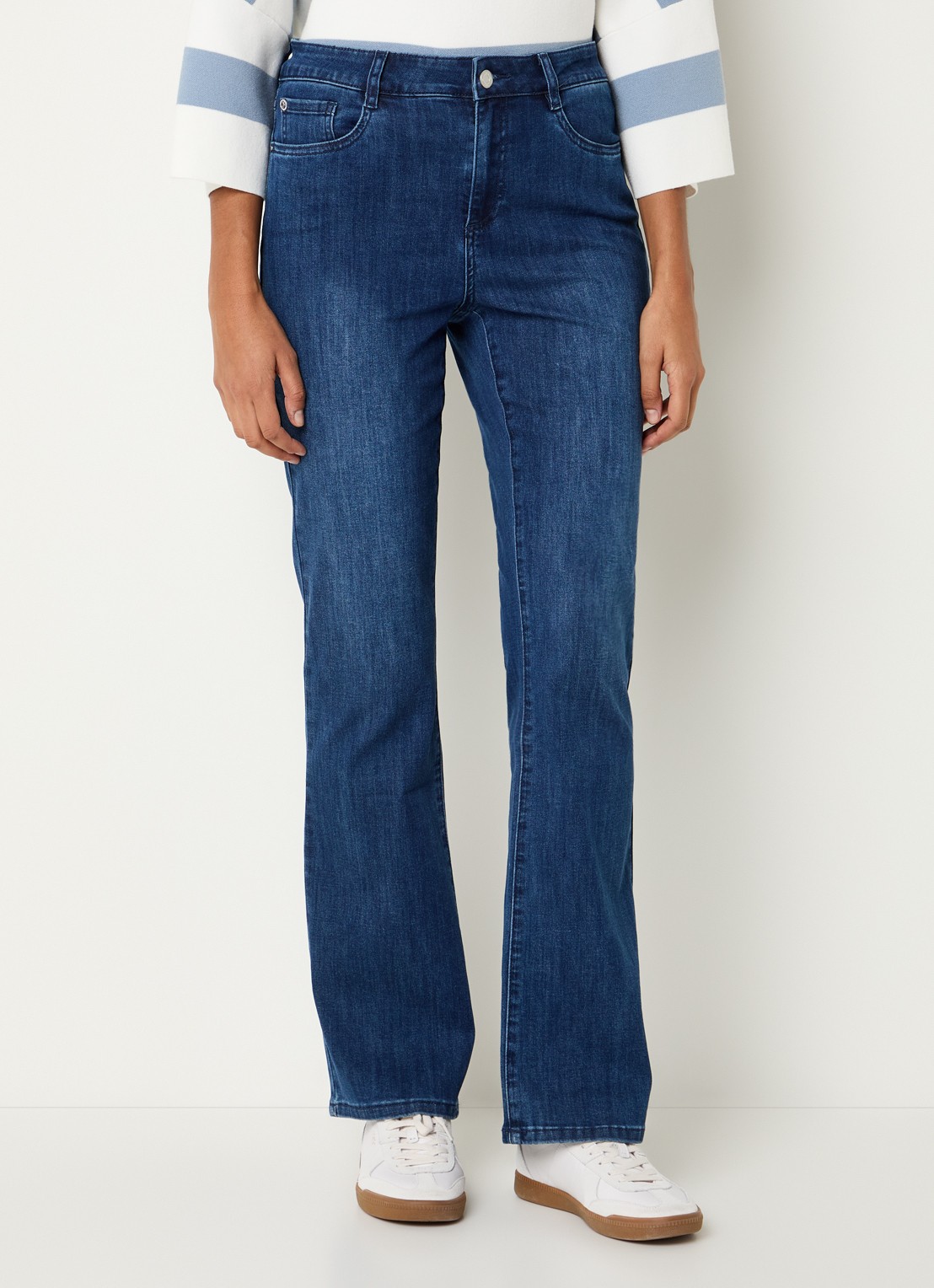 Joseph Ribkoff High waist flared jeans met medium wassing - detail 4 indigo
