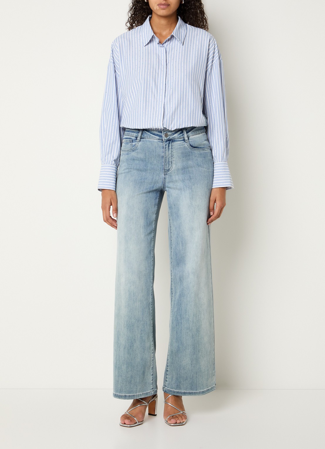 Joseph Ribkoff High waist loose fit jeans met lichte wassing - voorkant 2 indigo