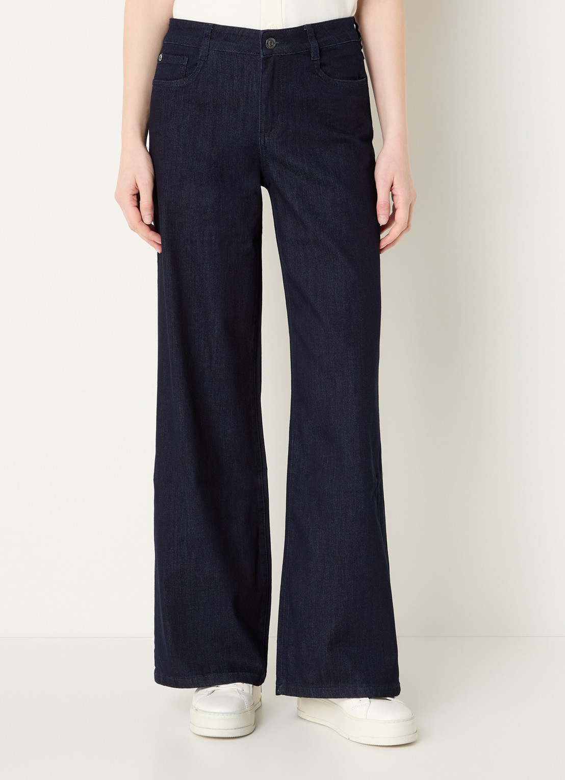 Joseph Ribkoff High waist loose fit jeans met lichte wassing - detail 4 donkerblauw