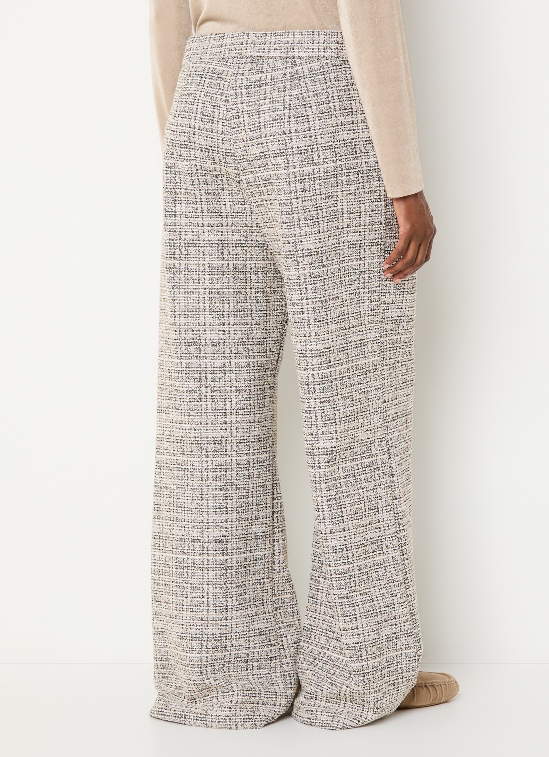 Joseph Ribkoff High waist loose fit pantalon met tweed-look en steekzakken - achterkant 4 beige