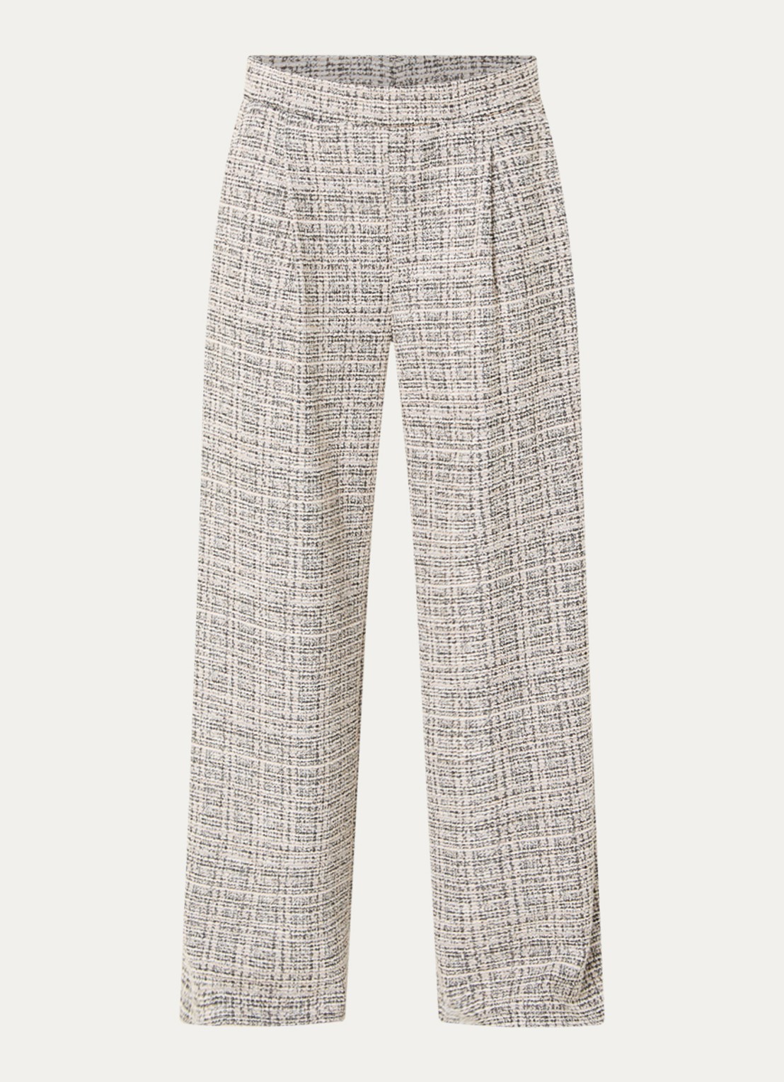 Joseph Ribkoff High waist loose fit pantalon met tweed-look en steekzakken - voorkant 2 beige