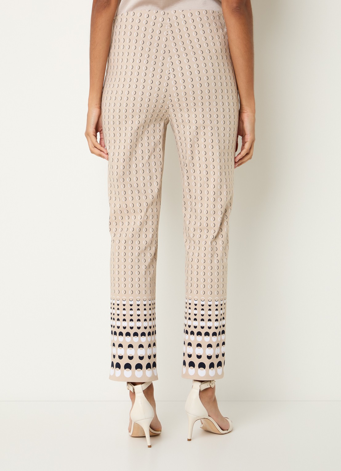 Joseph Ribkoff High waist slim fit pantalon met print - achterkant 4 beige