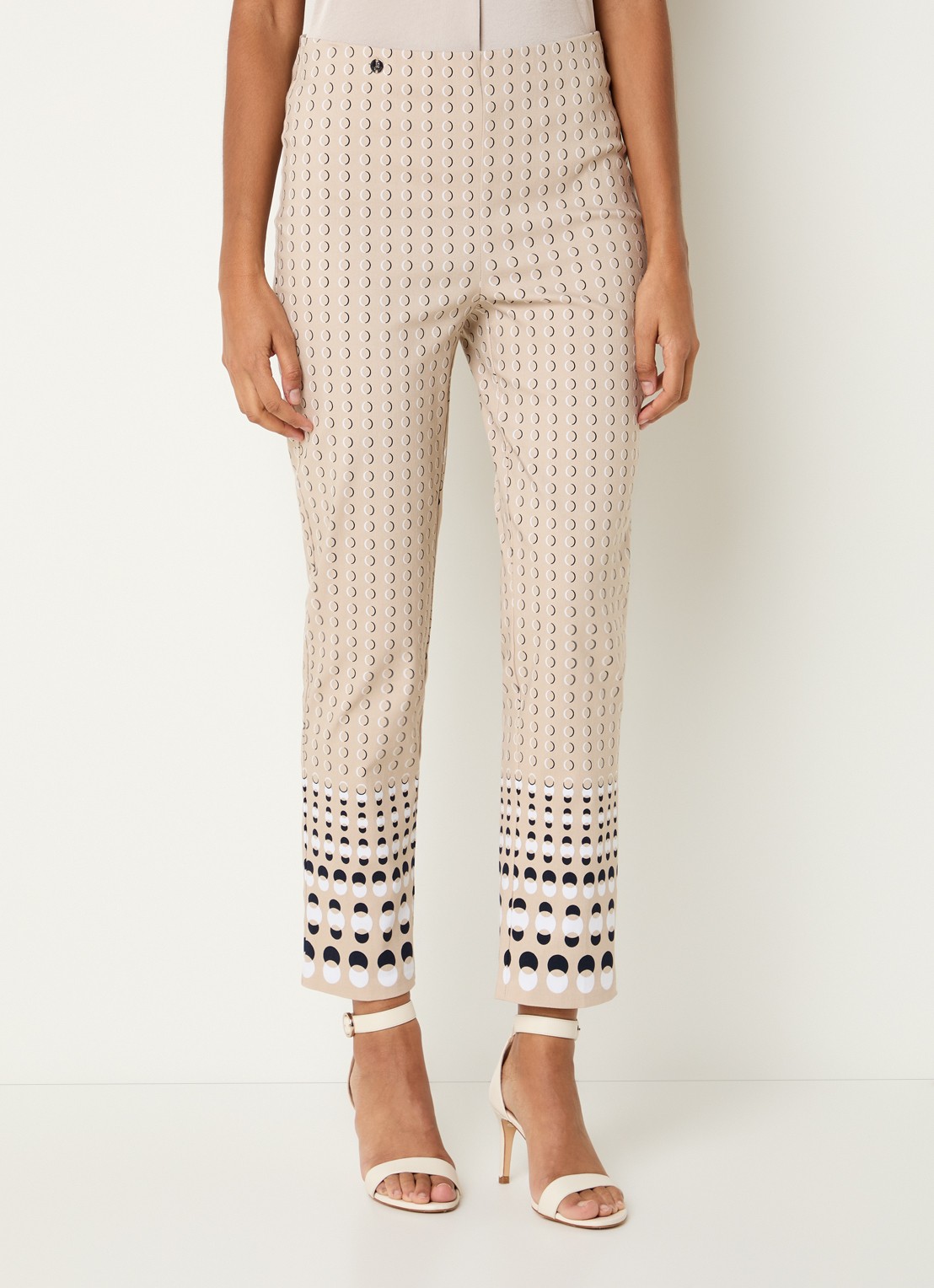Joseph Ribkoff High waist slim fit pantalon met print - detail 3 beige