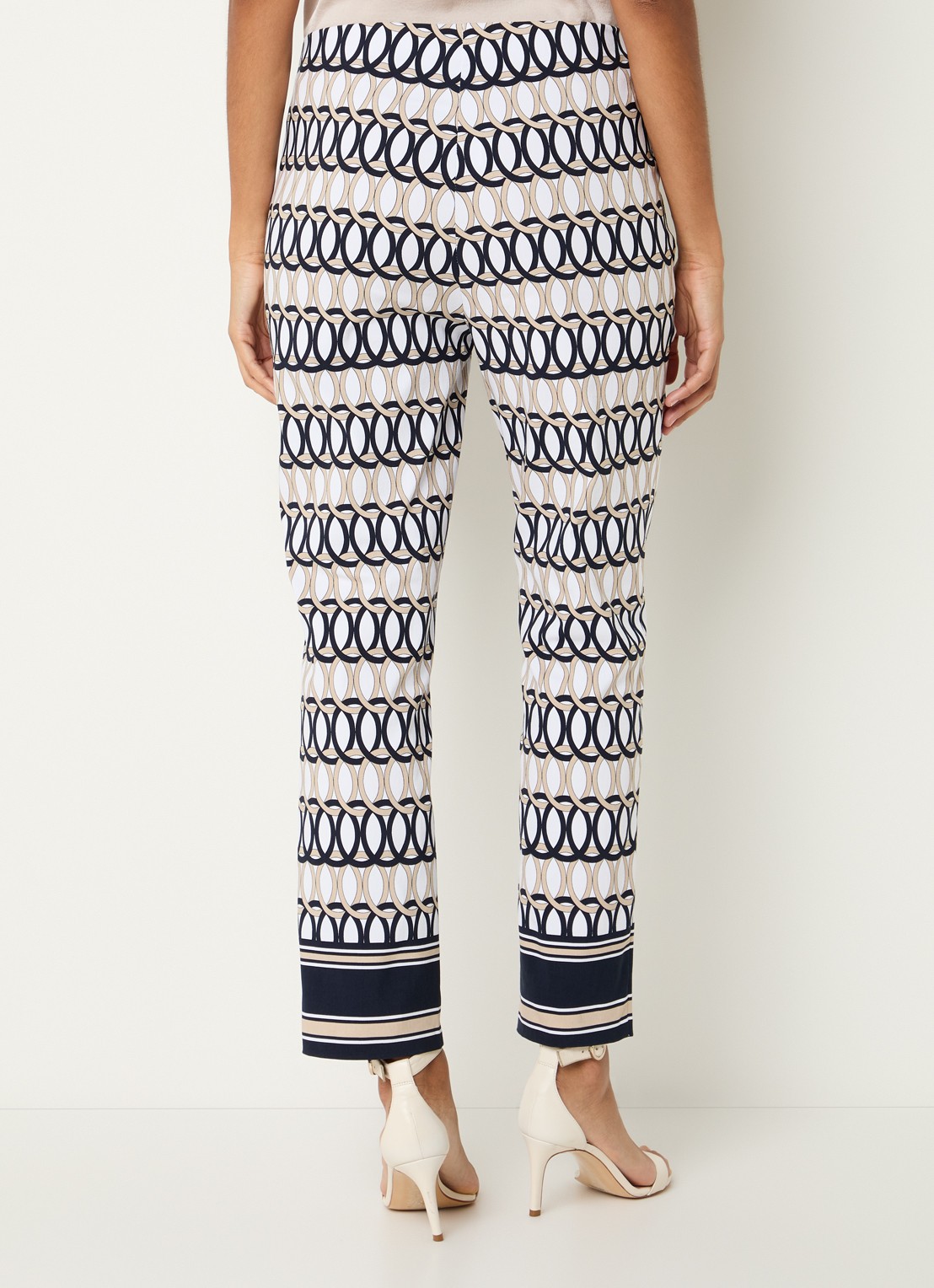 Joseph Ribkoff High waist slim fit pantalon met print - achterkant wit
