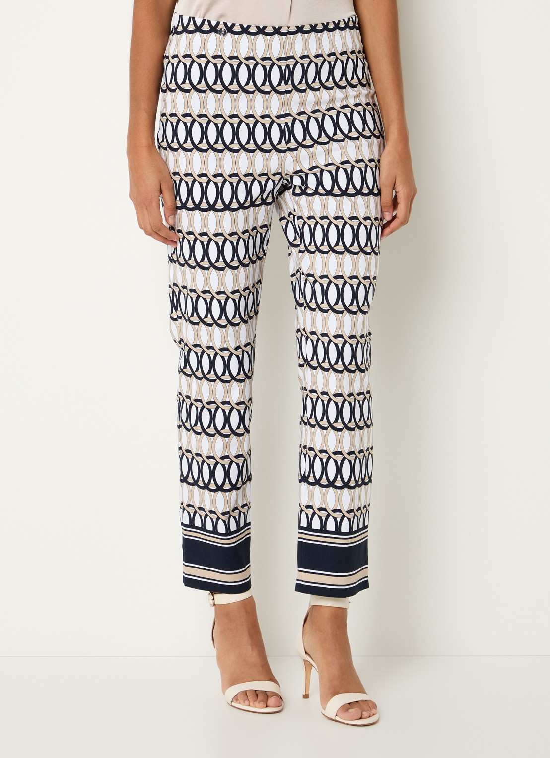 Joseph Ribkoff High waist slim fit pantalon met print - detail 4 wit