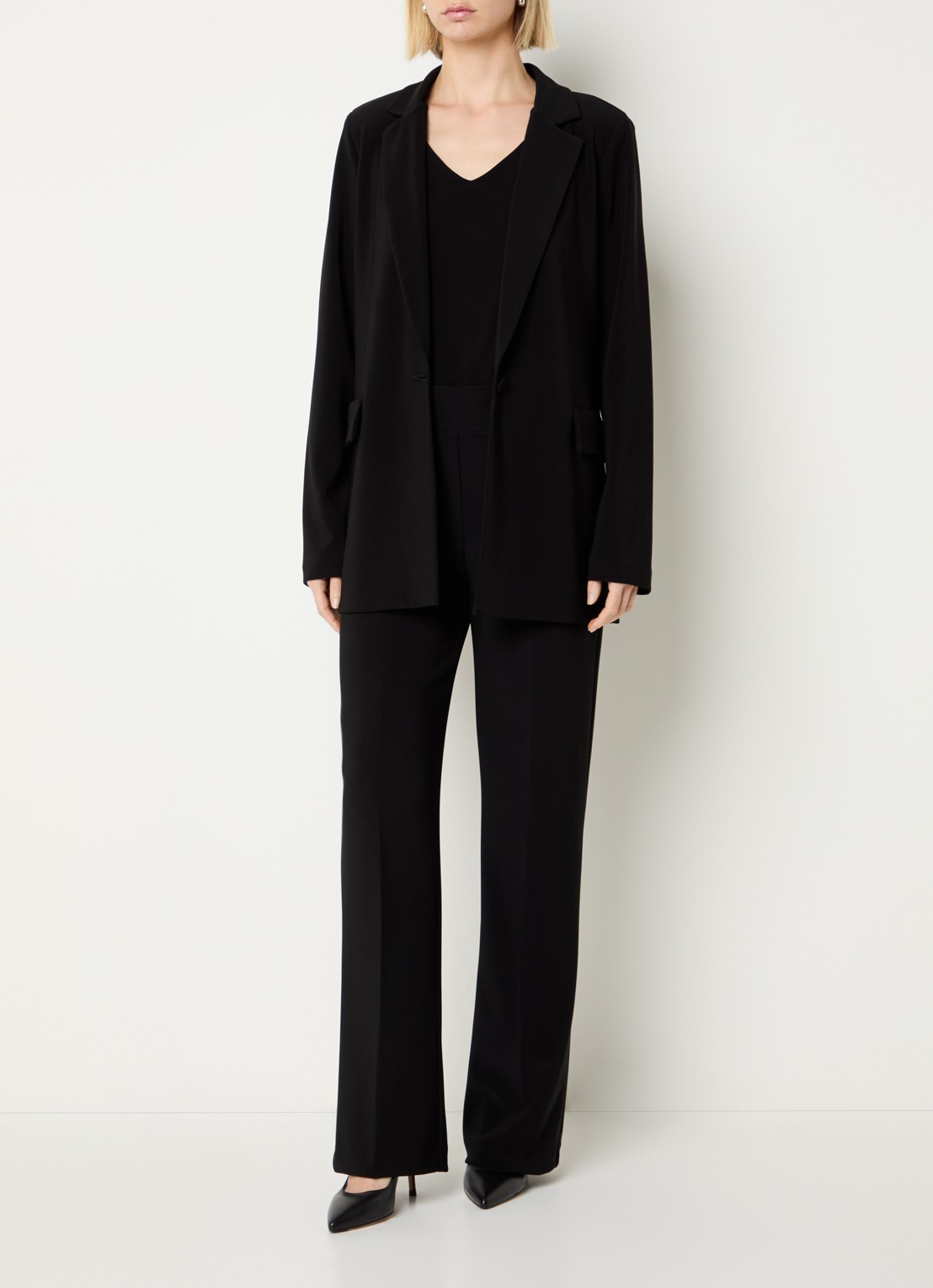 Joseph Ribkoff High waist straight fit pantalon met persplooi - voorkant 2 zwart