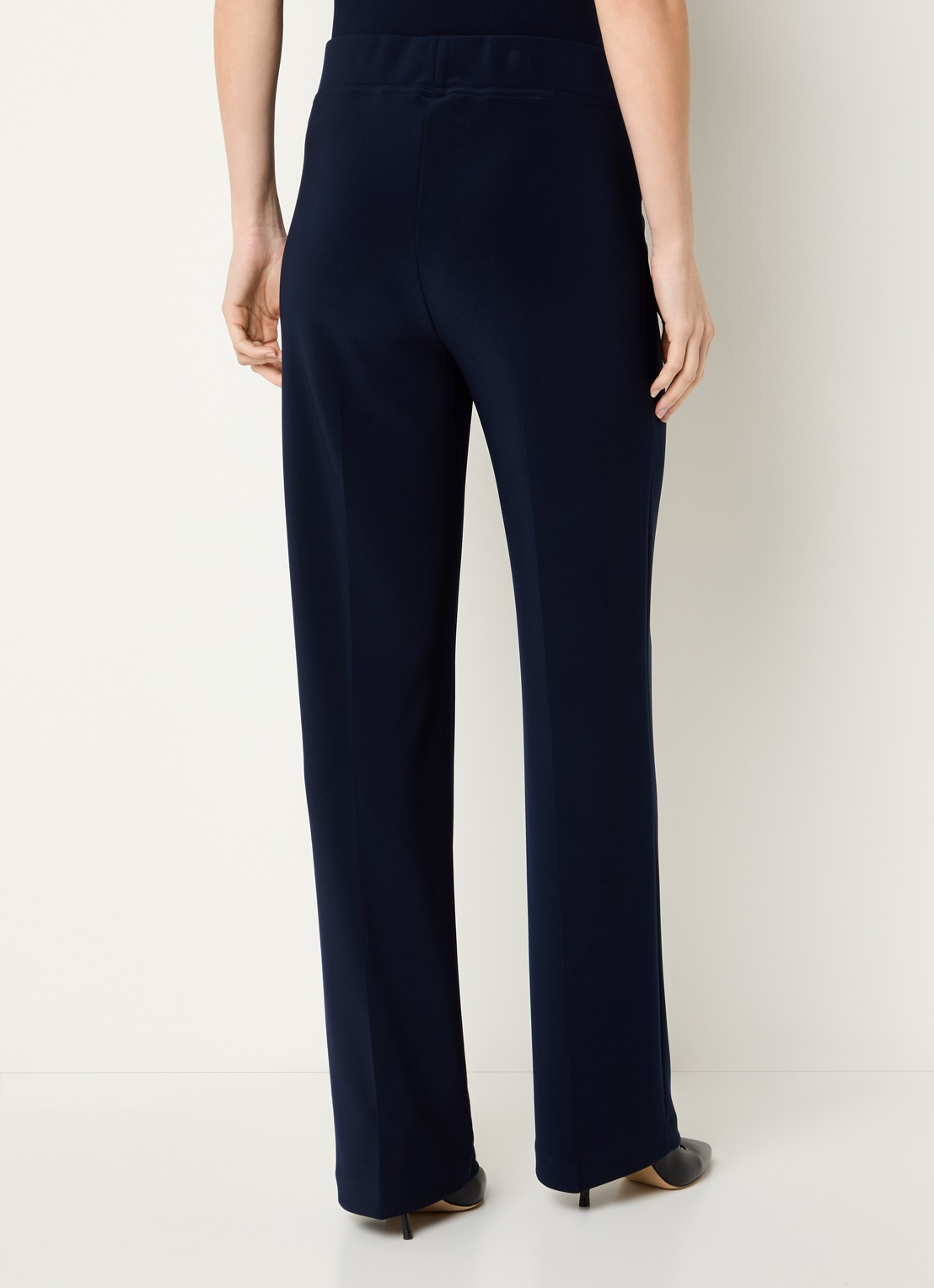 Joseph Ribkoff High waist straight fit pantalon met persplooi - achterkant donkerblauw