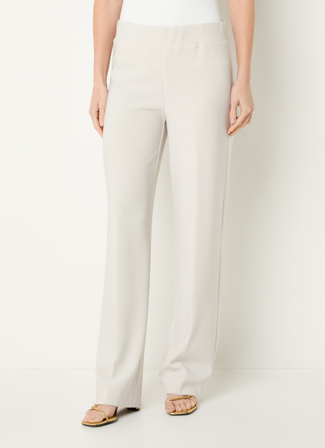 Joseph Ribkoff High waist straight fit pantalon met persplooi - detail 4 creme