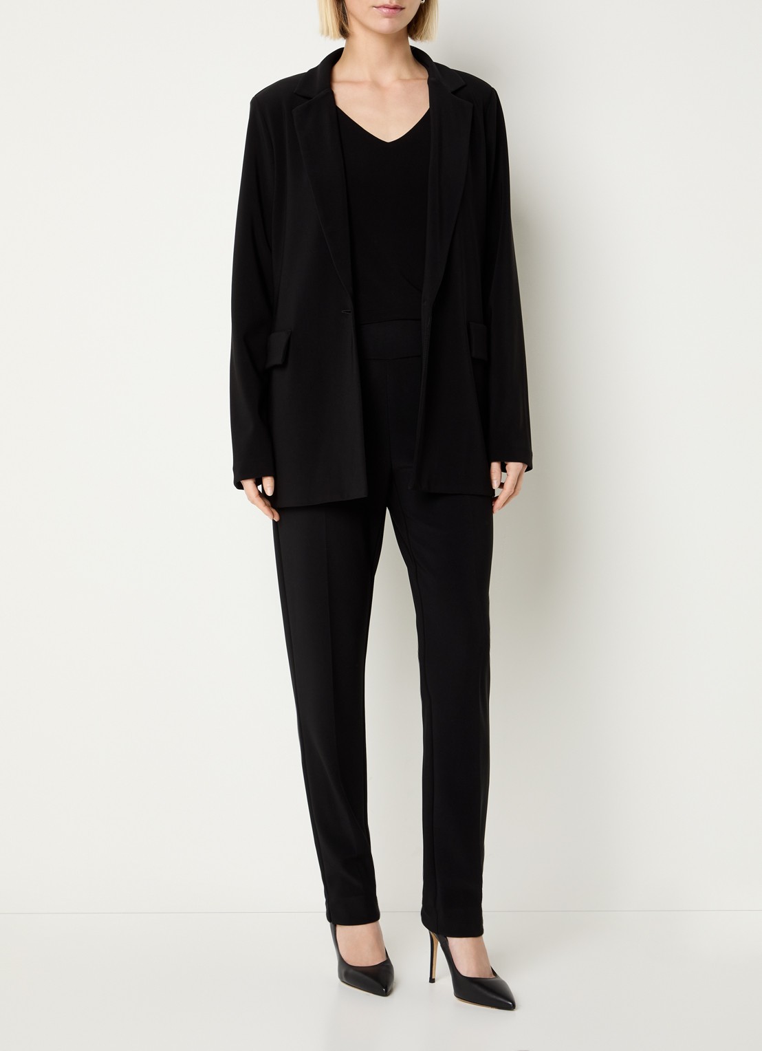Joseph Ribkoff High waist tapered fit pantalon met persplooi - voorkant 4 zwart