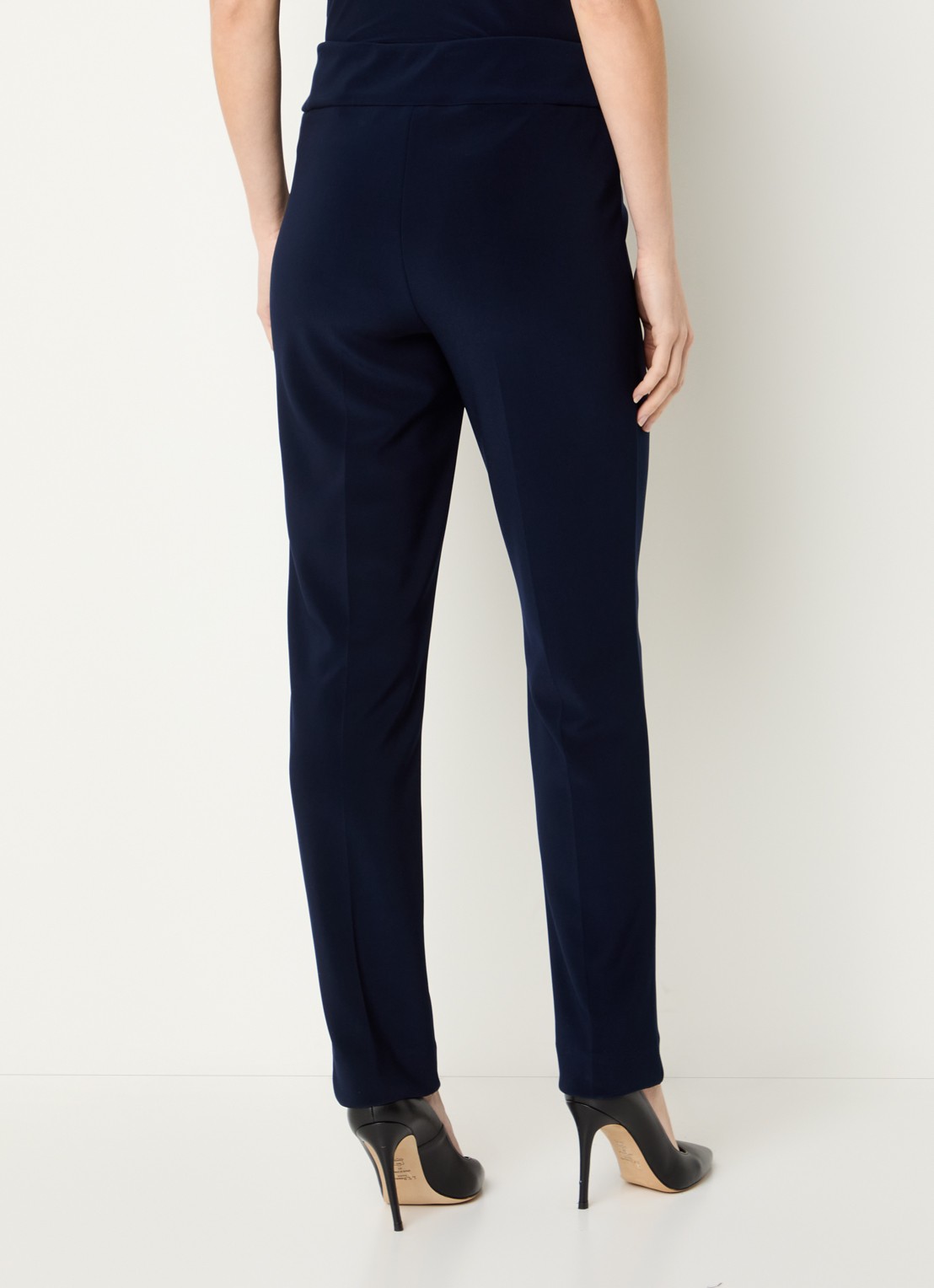 Joseph Ribkoff High waist tapered fit pantalon met persplooi - achterkant 4 donkerblauw