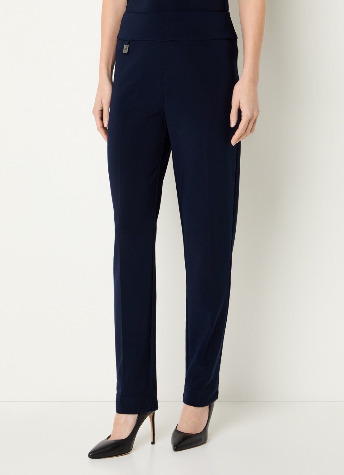 Joseph Ribkoff High waist tapered fit pantalon met persplooi - detail 3 donkerblauw