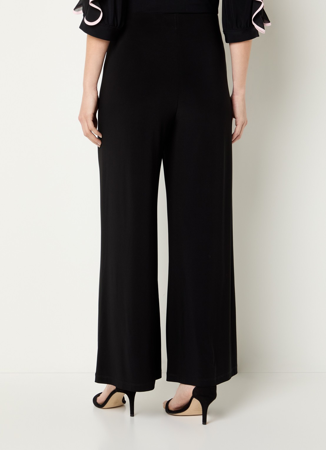 Joseph Ribkoff High waist wide fit broek met siernaad - achterkant 3 zwart
