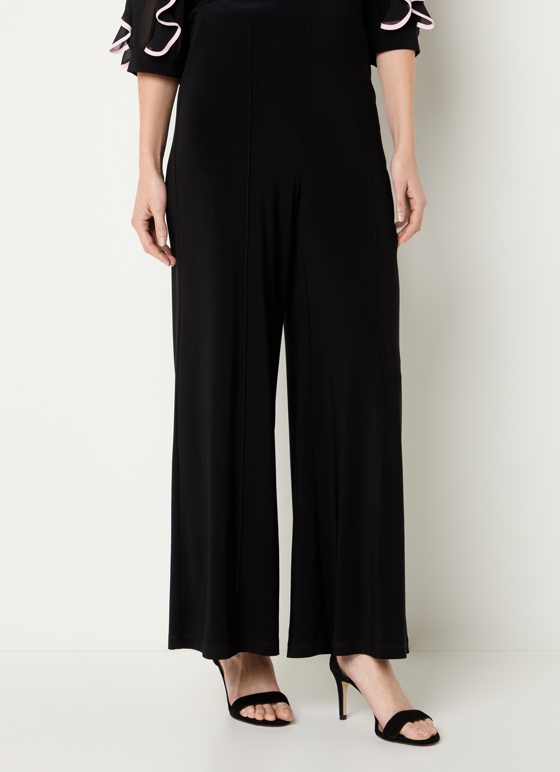 Joseph Ribkoff High waist wide fit broek met siernaad - detail 4 zwart