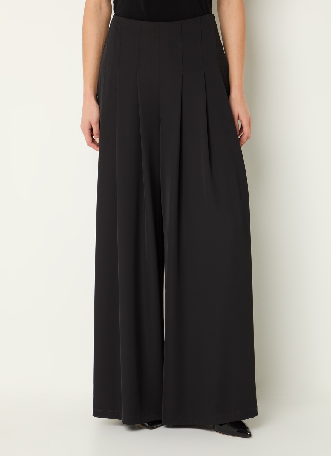 Joseph Ribkoff High waist wide fit palazzo broek met plooidetail - detail 2 zwart