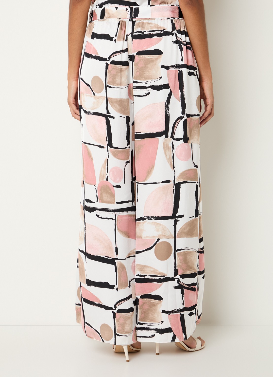 Joseph Ribkoff High waist wide fit palazzo broek met print en ceintuur - achterkant wit