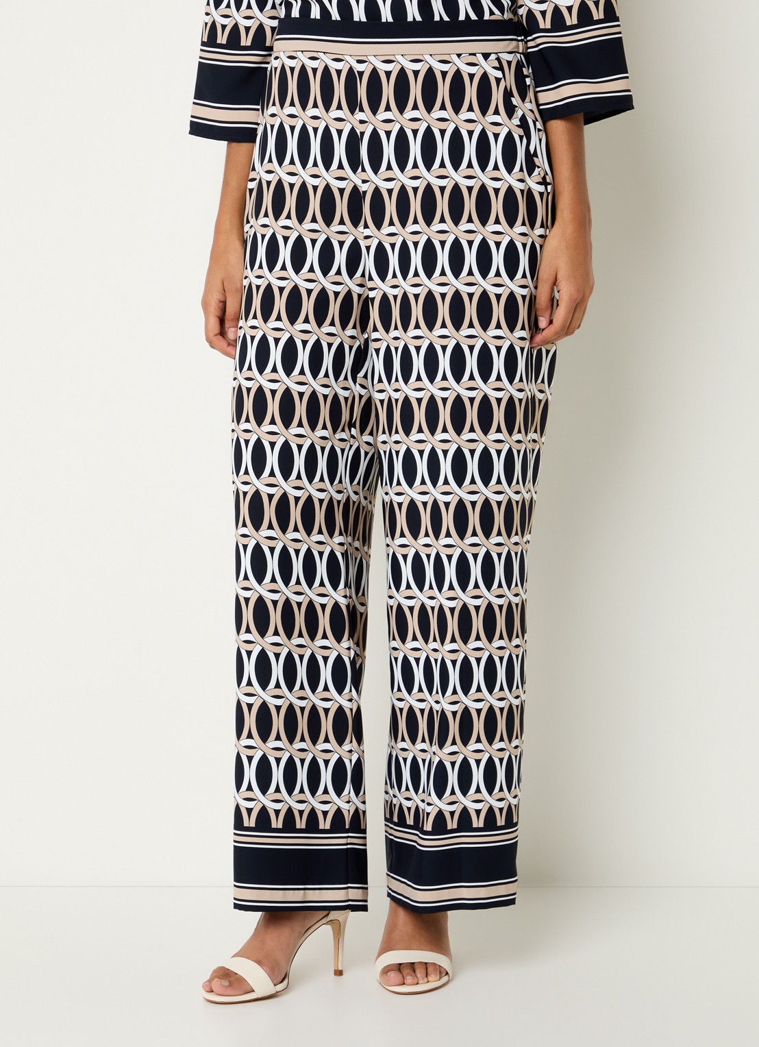 Joseph Ribkoff High waist wide fit palazzo broek met print - detail 4 zwart