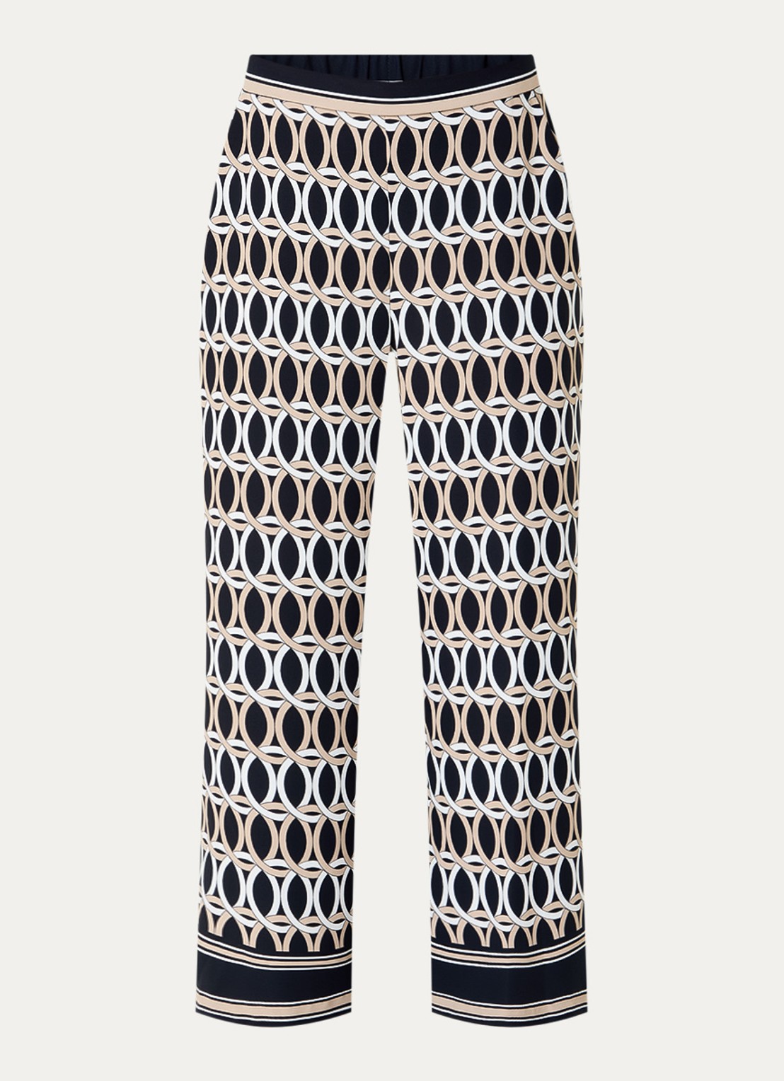 Joseph Ribkoff High waist wide fit palazzo broek met print - voorkant 2 zwart