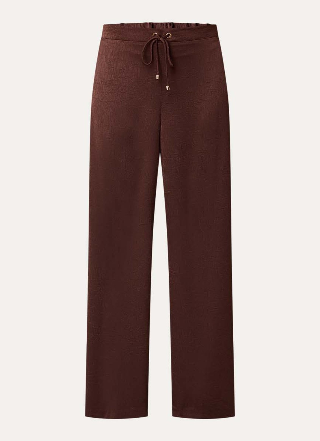 Joseph Ribkoff High waist wide fit pantalon met structuur - voorkant kastanjebruin