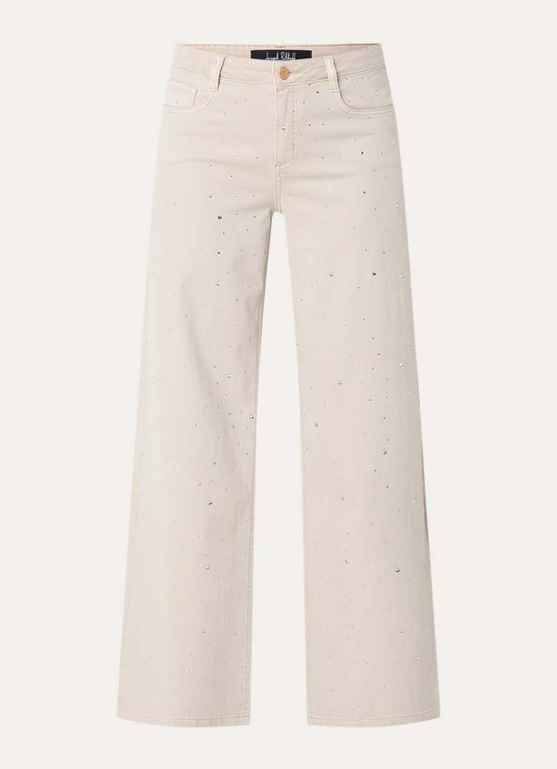 Joseph Ribkoff High waist wide leg jeans met gekleurde wassing en strass - voorkant 4 beige