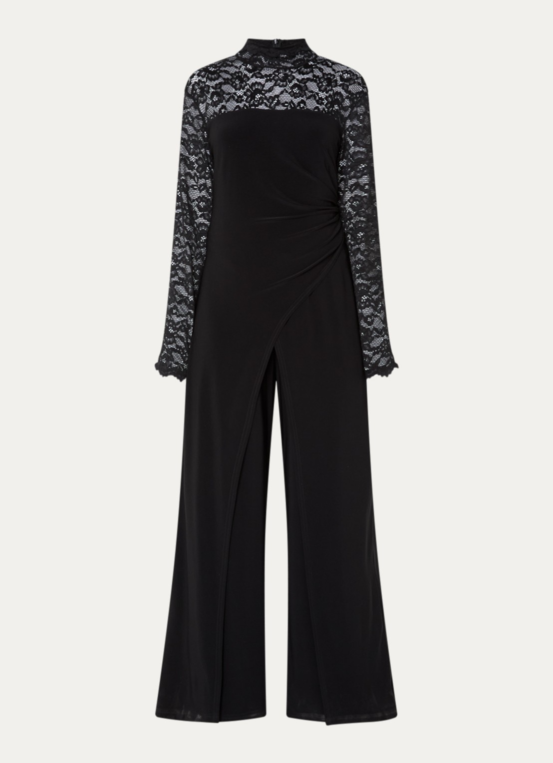 Joseph Ribkoff Jumpsuit met details van kant - voorkant 3 zwart