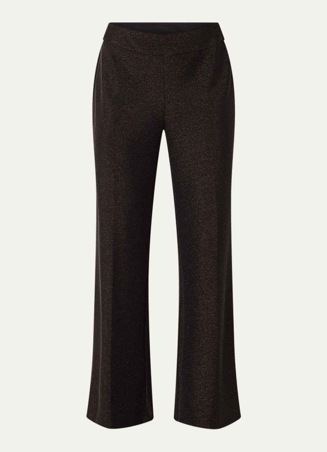 Joseph Ribkoff Low waist loose fit broek met lurex - voorkant 2 donkerbruin