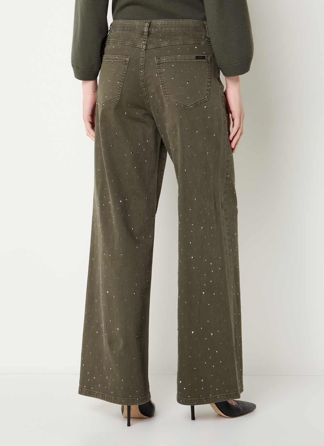 Joseph Ribkoff Low waist straight fit jeans met gekleurde wassing - achterkant 5 olijfgroen