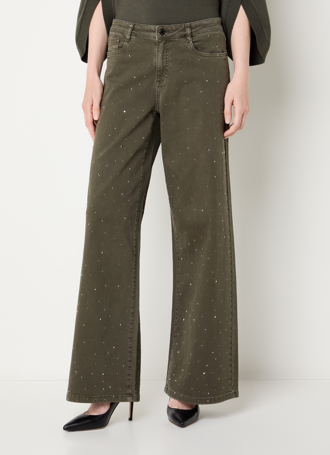 Joseph Ribkoff Low waist straight fit jeans met gekleurde wassing - detail olijfgroen