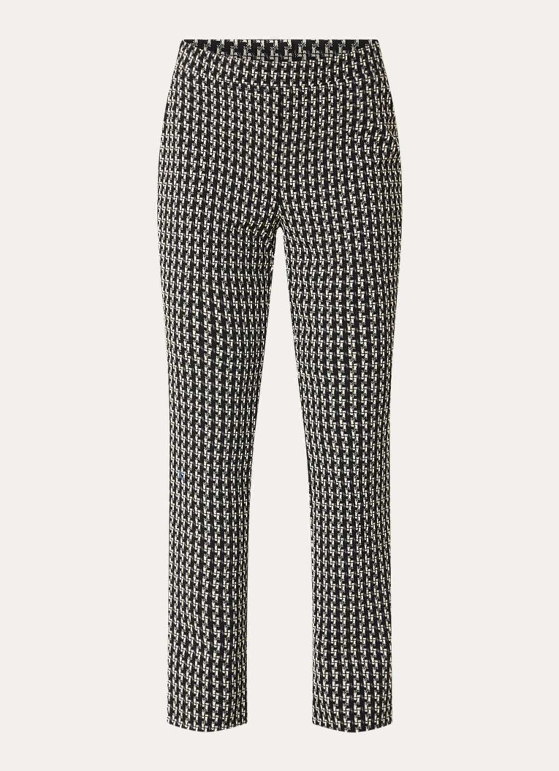 Joseph Ribkoff Low waist tapered fit broek met print - voorkant zwart