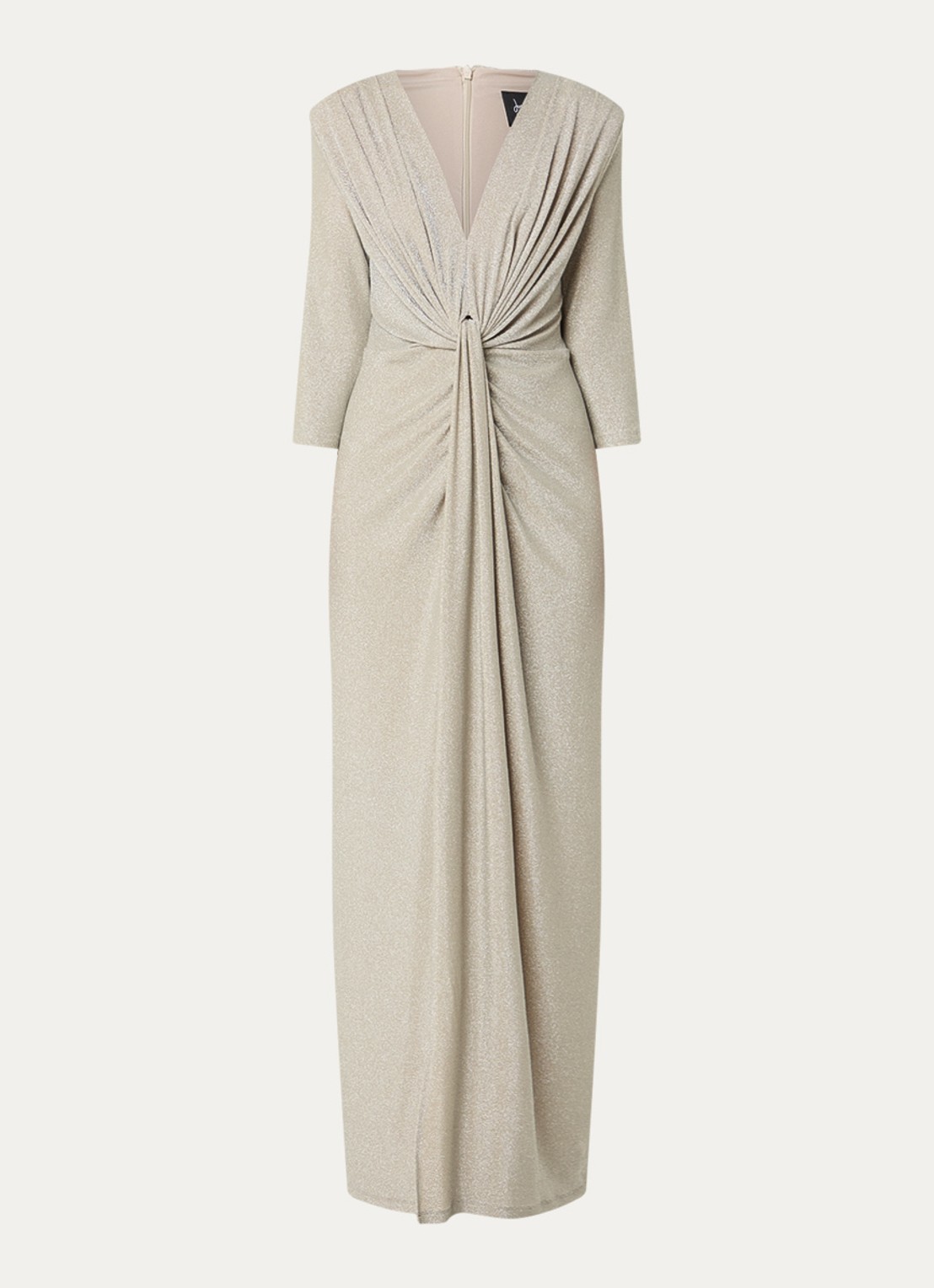 Joseph Ribkoff Maxi jurk met plooidetail en lurex - voorkant 2 zilver